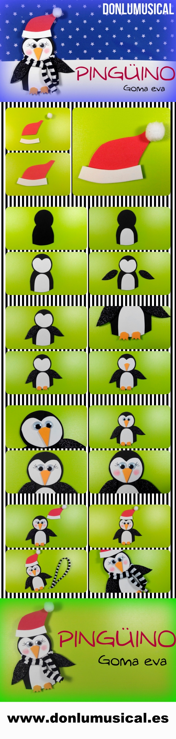 como hacer un pinguino goma eva donlumusical